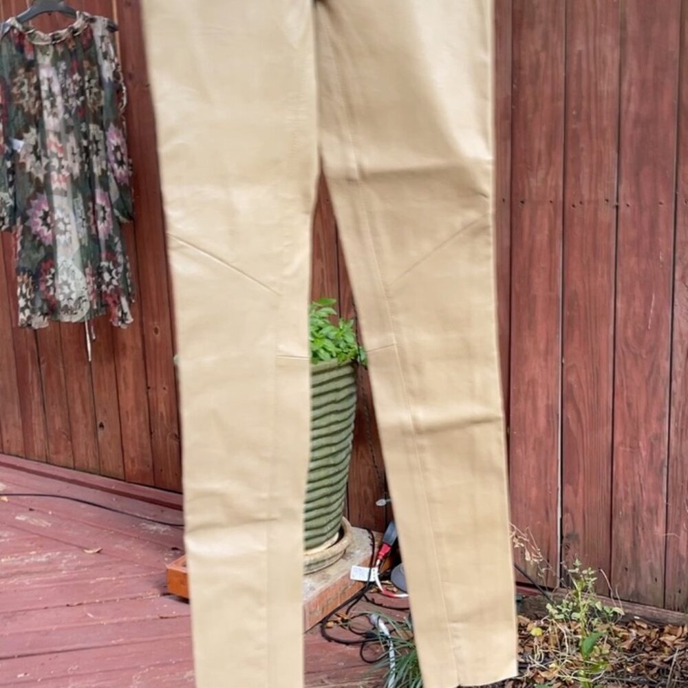 NWT Auc LaMarque Ama Stretchy Leather Skinny Beige Pants - Picture 14 of 14